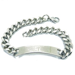 Pulsera de malla cubana para hombre, plato de oración de la biblia de acero, 9mm, 22cm