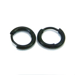 Kleine Ohrringe für Damen, Teenager, Stahl, Farbe Schwarz, gewölbt, kreolisch, 8 mm