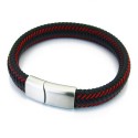 BRACELET GOURMETTE POUR HOMME EN VERITABLE CUIR ET FERMOIR ACIER 316L PROMO NEUF
