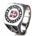 Anillo de sello con cruz de Malta de acero para hombre Soldados de la Orden de los Templarios Templi Signum Militi
