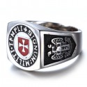 Anello Chevalier Croce Maltese in Acciaio da Uomo Soldati dell'Ordine dei Templari Templi Signum Militi