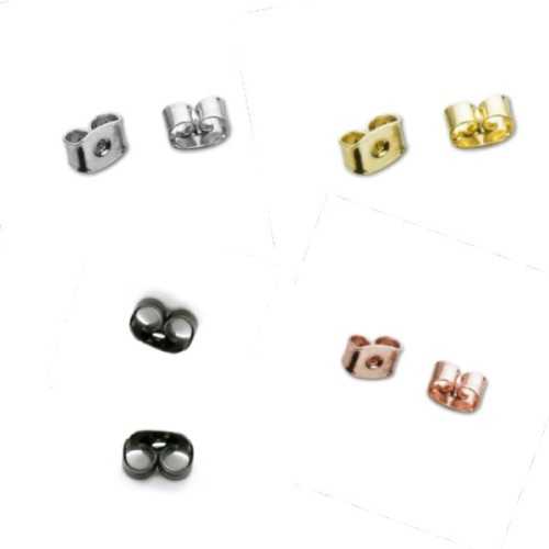 Paire de fermoirs papillons poussoirs boucles d'oreilles en acier inoxydable