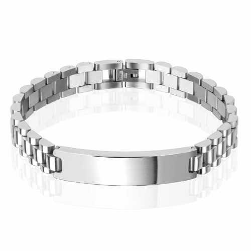 Gourmet bracelet man steel engraving plate style classic chic 21cm