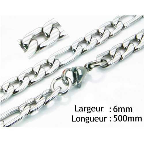 Kettenhalskette für Damen und Herren aus flachem Figaro-Stahlgeflecht, 6 mm, 50 cm