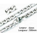 Collana catena donna uomo in acciaio maglia piatta figaro 6mm 50cm