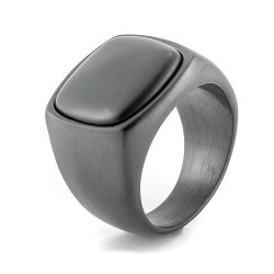 Ring knight for men black steel set with black onyx