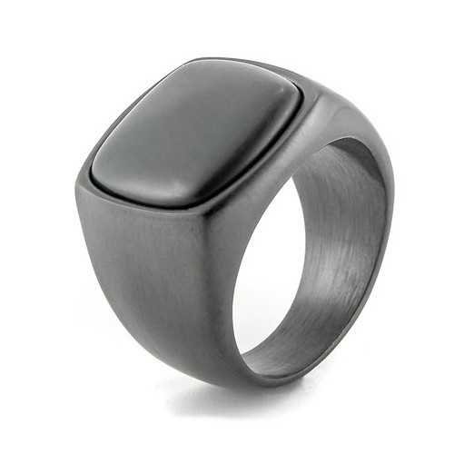 Caballero de anillo para hombres de acero negro con ónix negro
