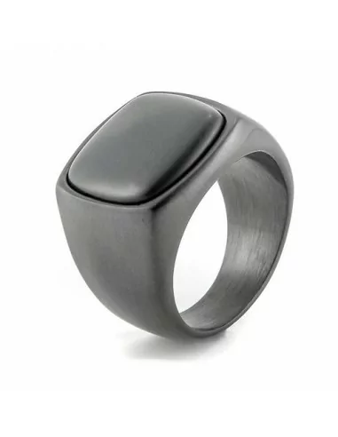 Ring knight for men black steel set with black onyx
