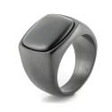 Bague chevalière pour homme acier noire sertie d'un onyx noir