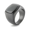 Anello Knight per uomo in acciaio nero Set con un onice nero
