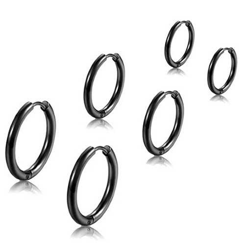 Fine Earrings Female Man Steel Black Plated Crown