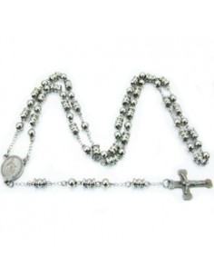 Chapelet homme collier perle pendentif croix jesus crucifix et médaille Vierge Marie acier
