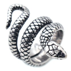 Man Ring Female Snake Shape Python Royal Silver Color Steel