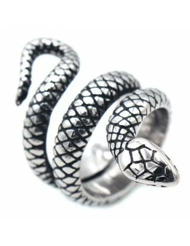Damenring Royal Python Schlangenform Stahl silberfarben