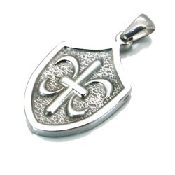 Herrenanhänger aus Stahl in Form einer königlichen Schildkreuz-Fleur-de-Lys