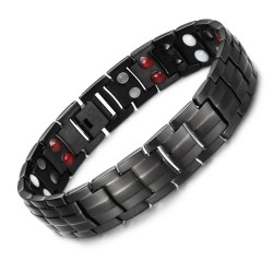 Gourmet-Armband für Männer in schwarzer Stahl magnetische Therapie 22cm