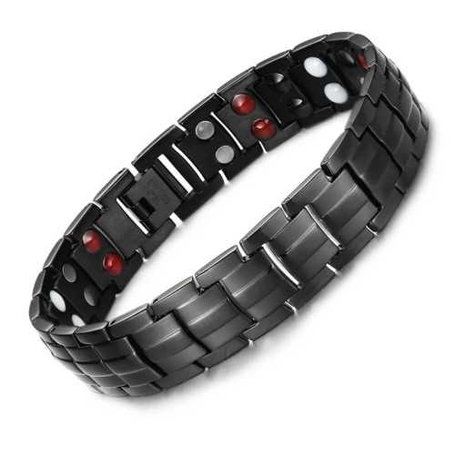 Gourmet-Armband für Männer in schwarzer Stahl magnetische Therapie 22cm