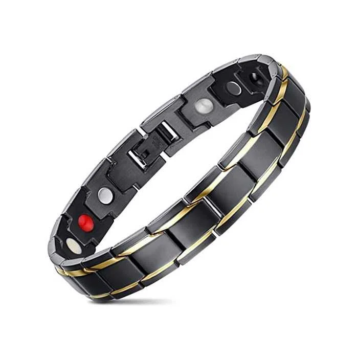 Bracciale Gourmette Uomo Ragazzo Acciaio Nero E Argento - Nuovo Con Etichette - Foto 3