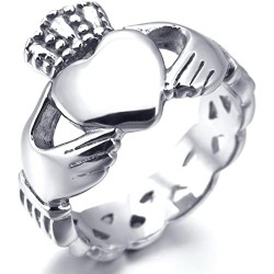 Irish Celtic Heart Ehefrau Ring Claddagh Royal Crown Silber Stahl