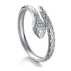 Anillo de mujer con forma de sensual serpiente enroscada en acero color plata