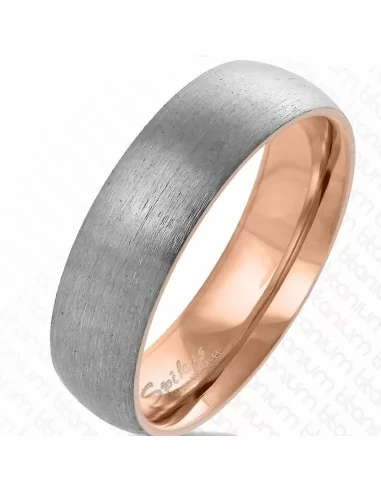 Herren-Ehering-Verlobungsring aus gebürstetem Titan in Grau und Kupfer