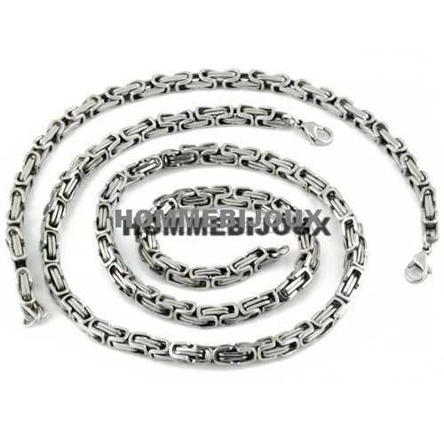 Bracelet set + gourmet chain man teen in Byzantine stainless steel 5mm new KS20