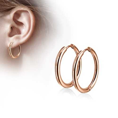 Fine boucles d'oreilles femme acier couleur cuivre chic créole à clips