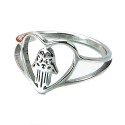Anello donna mano di Fatma Hamsa Miriam cuore scolpito in acciaio inossidabile