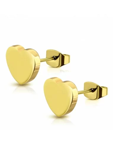 Paio di orecchini da donna in acciaio color oro a forma di cuore