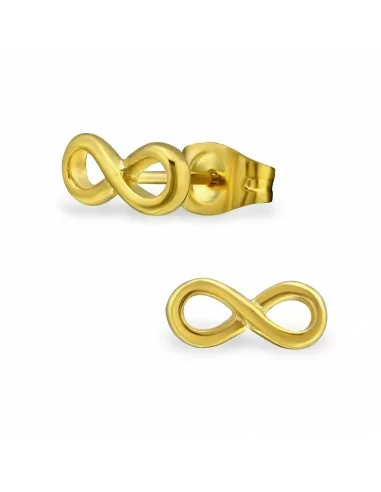 Paio di orecchini da donna in acciaio color oro segno dell'infinito