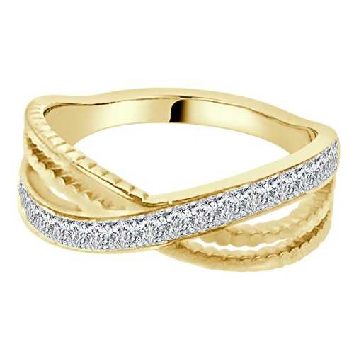 Ring wedding ring two interlaced rings woman in gold set steel crystals