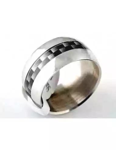 Ring ring for men teen in steel and new carbon fiber 262