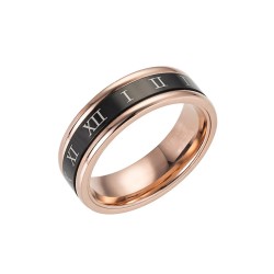 Ringring Ring Römische Zahlen Edelstahl Rose und Schwarzes Gold