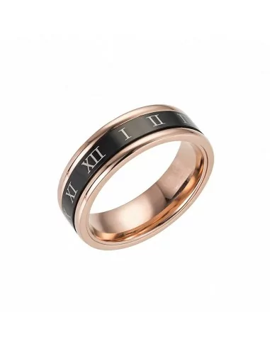 Anello anello da donna con numeri romani in acciaio inossidabile oro rosa e nero