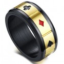 Herren Ringring aus schwarzem Stahl und Gold rotierende Spin Poker Karten