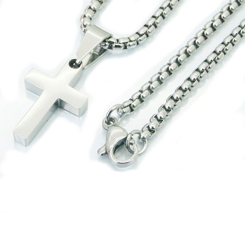 Pendentif pour homme en forme de croix et chaine incluse en acier inoxydable