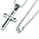 Pendentif homme croix jesus en acier et carbone noir et chaine incluse