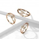 Detailed view of the geometric ring showing the fineness of the ring and the contrast between polished steel and shortbread fini