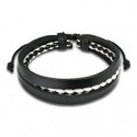 Bracciale da uomo regolabile in pelle triple maglie colore treccia bianco e nero