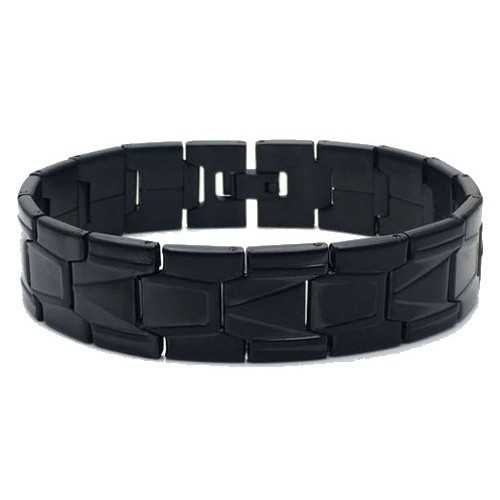 Bracelet gourmette homme acier inoxydable couleur noire laqué 21cm