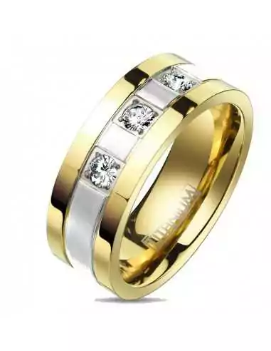 Fede nuziale anello di fidanzamento uomo donna titanio oro fascia zircone