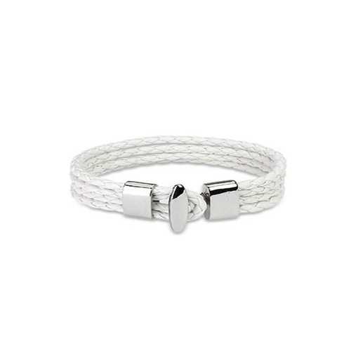 BRACCIALE UOMO DONNA ADO 4 MAGLIE IN CUOIO INTRECCIATO BIANCO E NUOVA CHIUSURA IN ACCIAIO ►76