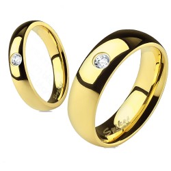 Anillo Anillo Anillo Anillo Compromiso Hombre Titanio Gold Banda Zircon