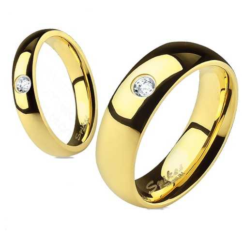 Anillo Anillo Anillo Anillo Compromiso Hombre Titanio Gold Banda Zircon