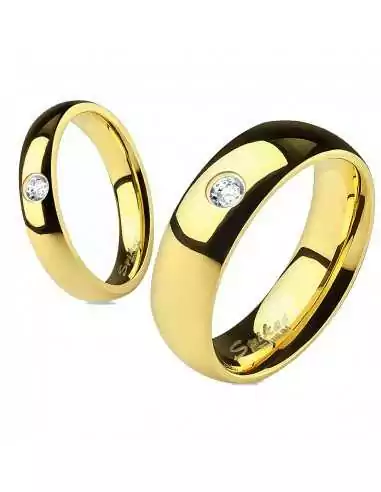 Fede nuziale anello di fidanzamento uomo donna titanio oro fascia zircone