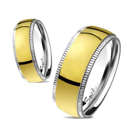 Anillo de anillo de la alianza Anillo de compromiso Mujer Mujer Titanio Tira de oro