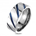 Ring Alliance Engagement Ring Mann Frau Titanium Blaue Verbrennungen