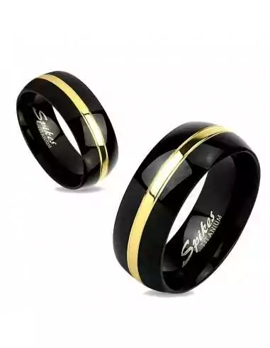 Verlobungsring für Herren und Damen, schwarzes zweifarbiges Titan-Goldband