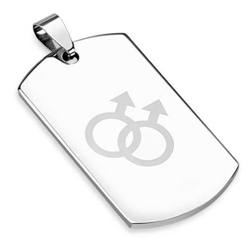 Colgante acero placa militar simbolo orgullo gay lgbt union 2 hombres