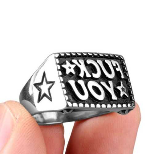 Ringring für Männer Stahl Stern fick Sie gravierte Biker Rebelle